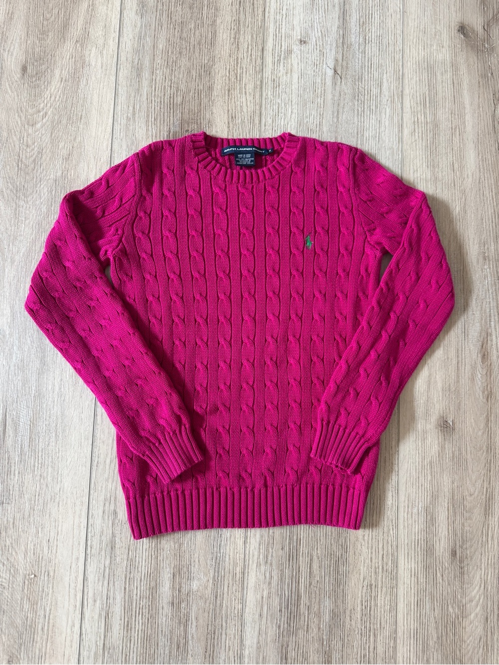 Ralph Lauren Women's Cable-Knit Crewneck Sweater - Fuchsia - Picture 2 of 5